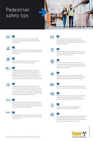 Poster showing warehouse worker safety tips
